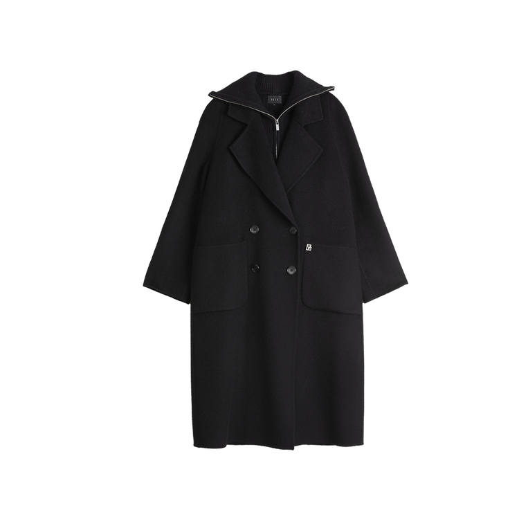 ELLE Coats Women's Black Suit Collar Moderate