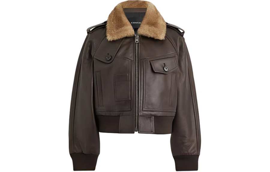 COACH COACH SS24 Leather Jacket Women's Umber