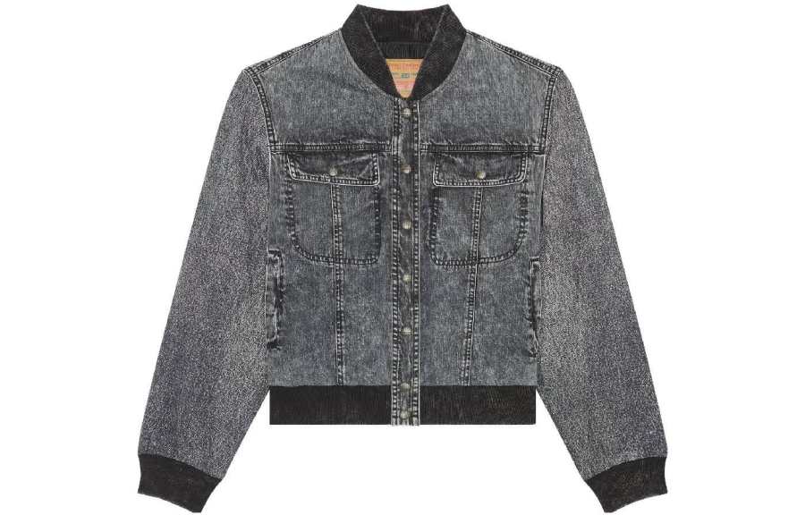 DIESEL Denim Jackets Women's Gray Lapel Moderate Straight Fit