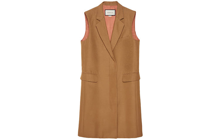 GUCCI Vests Women's Light Brown Suit Collar Moderate