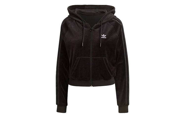 Adidas Originals Cropped Coats Women's Black Hooded Moderate