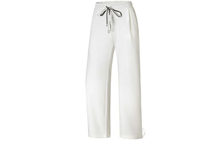 Li-Ning Li Ning Fitness Series Knitted Sweatpants Women's Standard White Moderate Straight Fit Pants