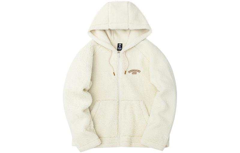 ANTA Life Collection Velvet Jackets Women's Light Cloud White Hooded Thickened