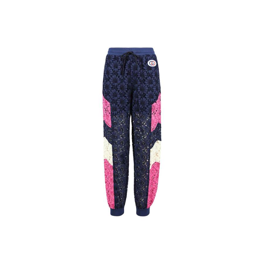 GUCCI Floral Lace Track Pants Ink Multi