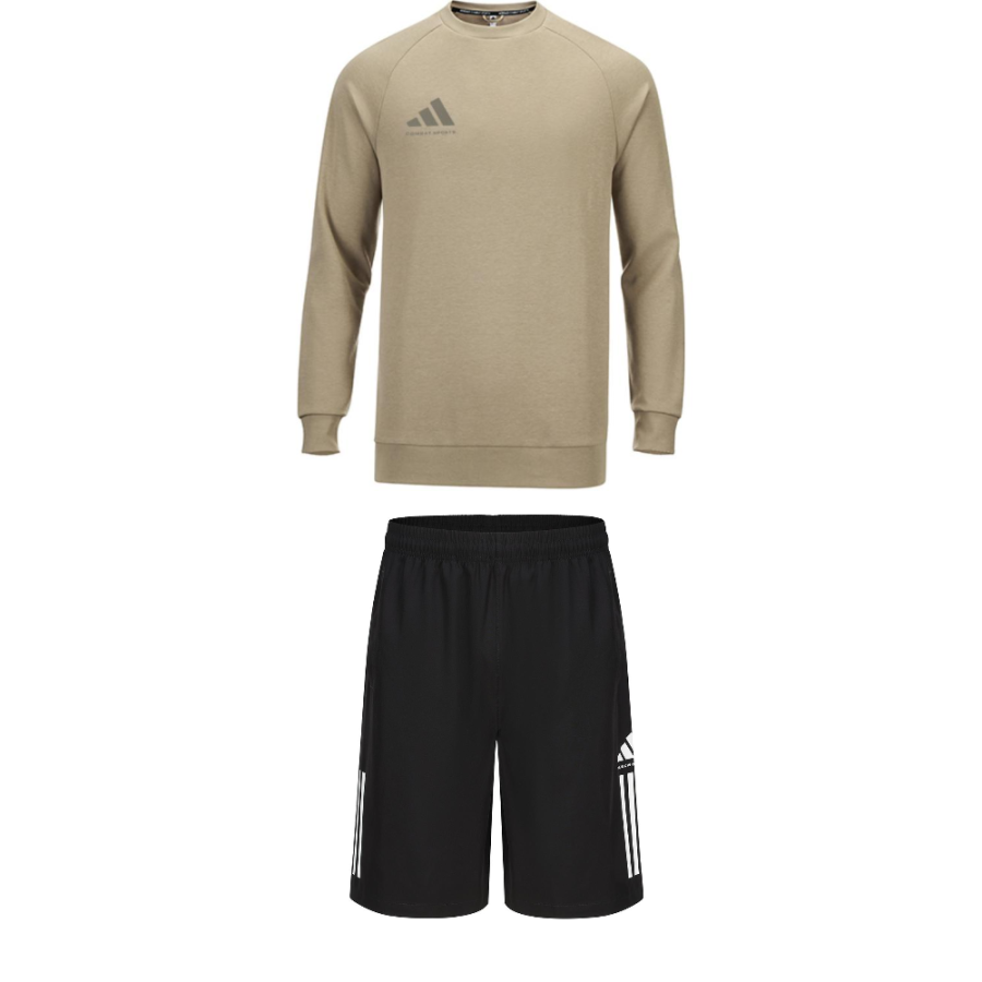 Adidas Adidas Casual Sportswear Men's Set Khaki Top+Black Shorts