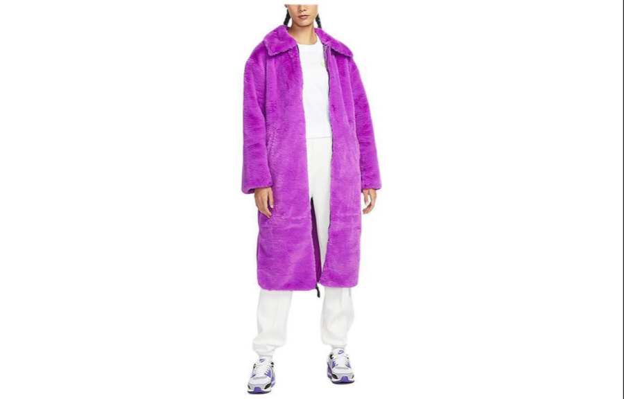 Nike Nike Sportswear Women's Plush Faux Fur Swoosh Long Jacket Purple Velvet