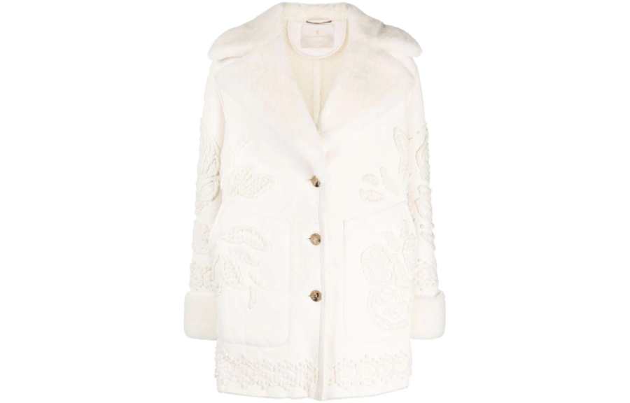 ERMANNO SCERVINO Floral embroidered Leather Coat