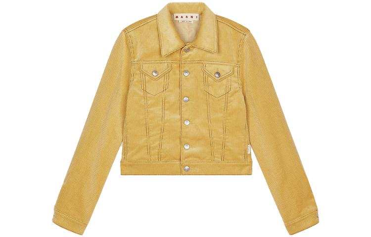 MARNI Denim Jackets Women's Yellow Lapel Moderate Straight Fit