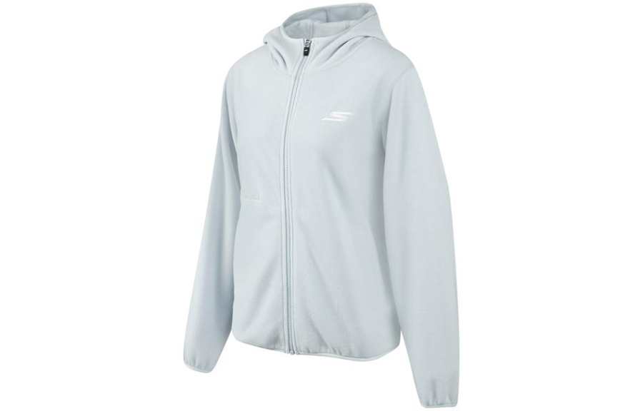 Skechers Velvet Jackets Women's Arctic Ice Blue/03JF Hooded Moderate