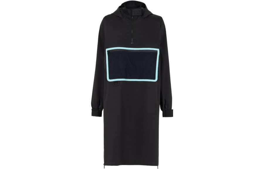 FENDI Trench Coats Women's Black Hooded Moderate