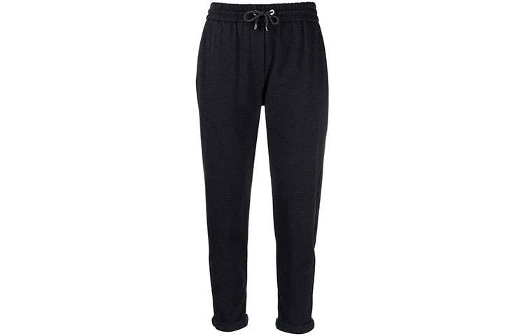 Brunello Cucinelli Knitted Sweatpants Women's Black Moderate Straight Fit Pants