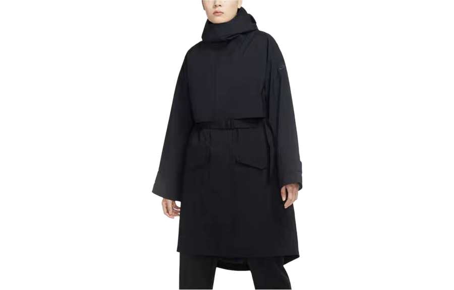Nike Nike Coats Women's Black Hooded Moderate Straight Fit