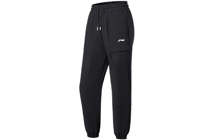 Li-Ning Li Ning Fitness Series Knitted Sweatpants Women's Black Thickened Cuffed Pants