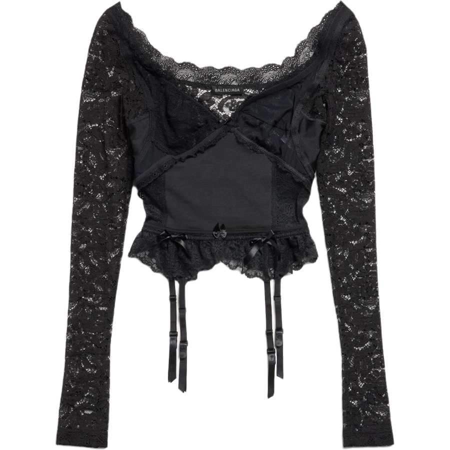 Balenciaga Lace Detailed Long Sleeve Top