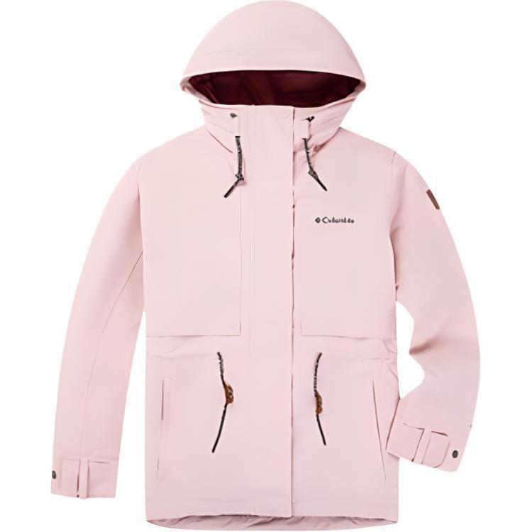 Columbia Outdoor Hiking Waterproof And Windproof To Keep Warm Windbreaker Jacket Women's Light Pink