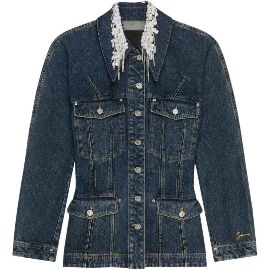 Givenchy Givenchy Crystals And Pearls Denim Jacket 'Medium Blue'