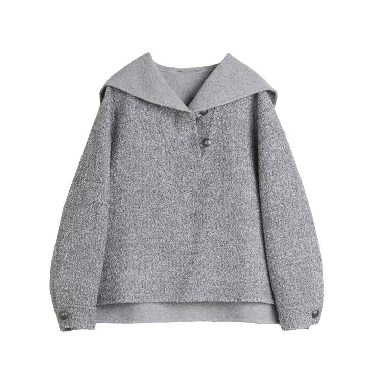 ELLE ELLE Coats Women's Medium Gray Navy Collar Moderate