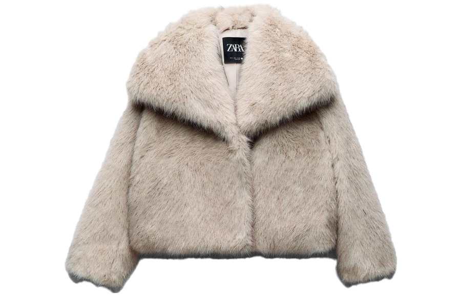 ZARA Furs Women's White Lapel Moderate