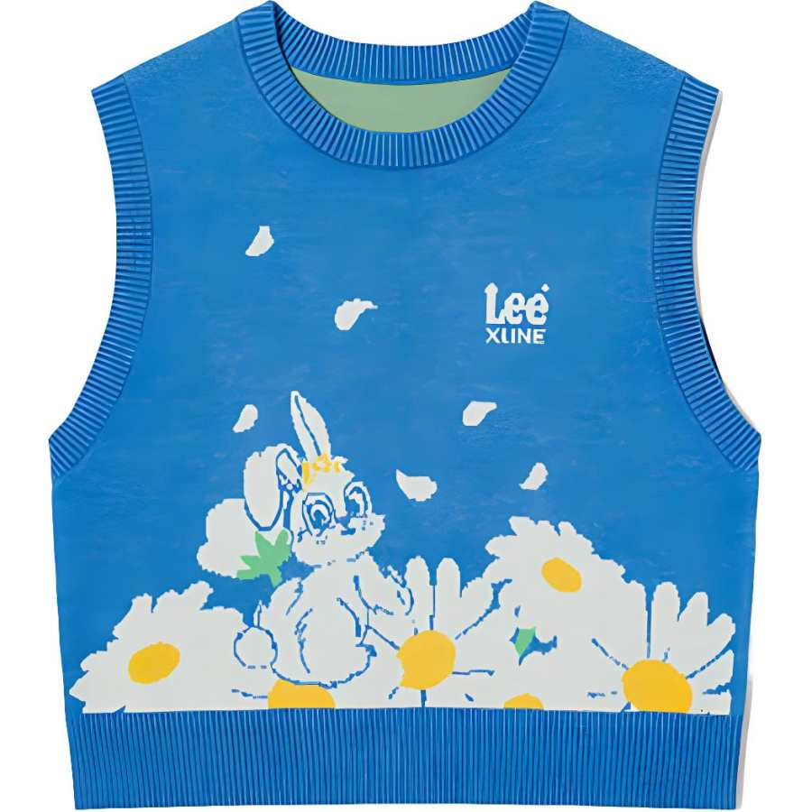 Lee Vests Women's Blue Crew Neck Moderate Knitted Fabric