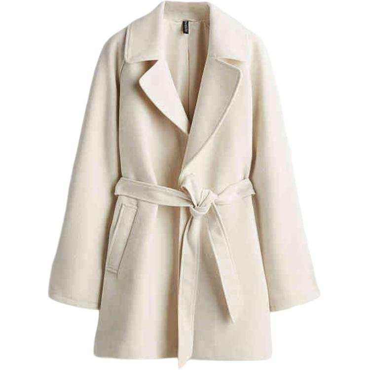 H&M H&M Coats Women's Cream Lapel Moderate