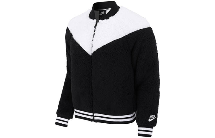Nike Nike Velvet Jackets Women's Black/White Baseball Collar Moderate