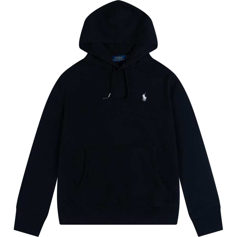 Polo Ralph Lauren FW23 Pony Logo Embroidery Hooded Fleece Lined Long Sleeved Sweatshirt Women's Black