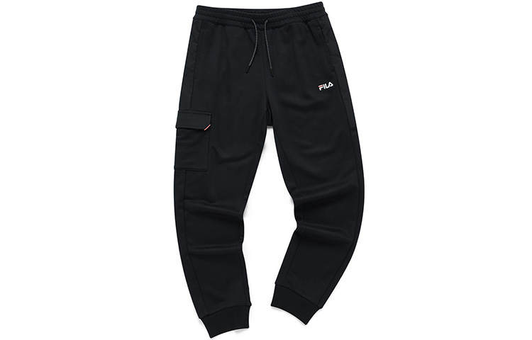 FILA FUSION Knitted Sweatpants Women's Pitch Black Moderate Straight Fit Pants