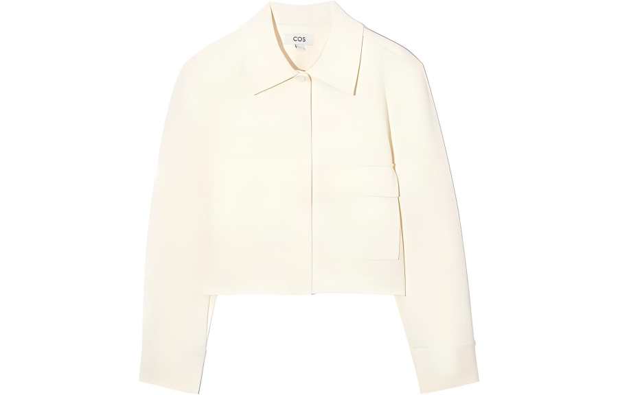 COS Cropped Coats Women's Ecru Lapel Moderate