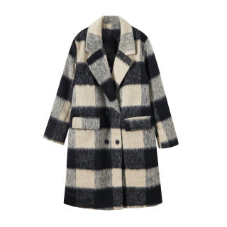 KAZAN Coat Women's Black White Plaid