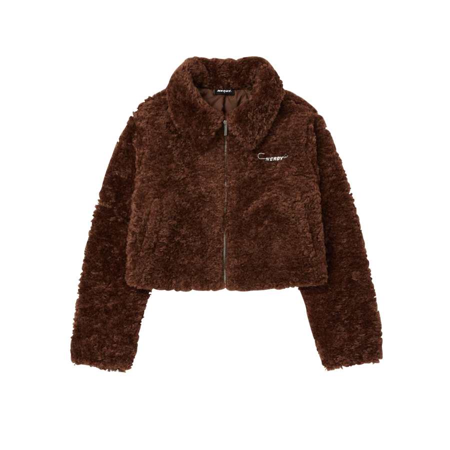 Nerdy Velvet Jackets Women's Brown Lapel Moderate