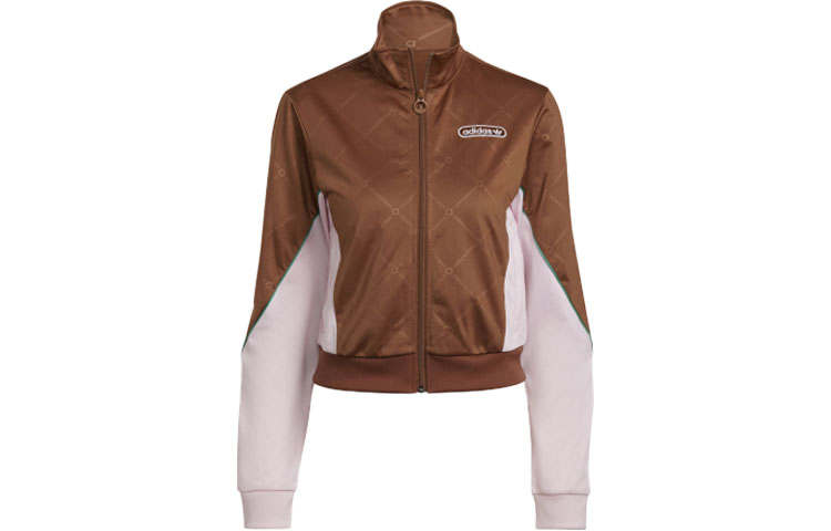 Adidas Originals Cropped Coats Women's Brown Stand Collar Moderate