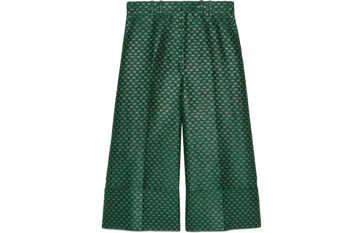GUCCI Knitted Sweatpants Women's Green Moderate Straight Fit Pants