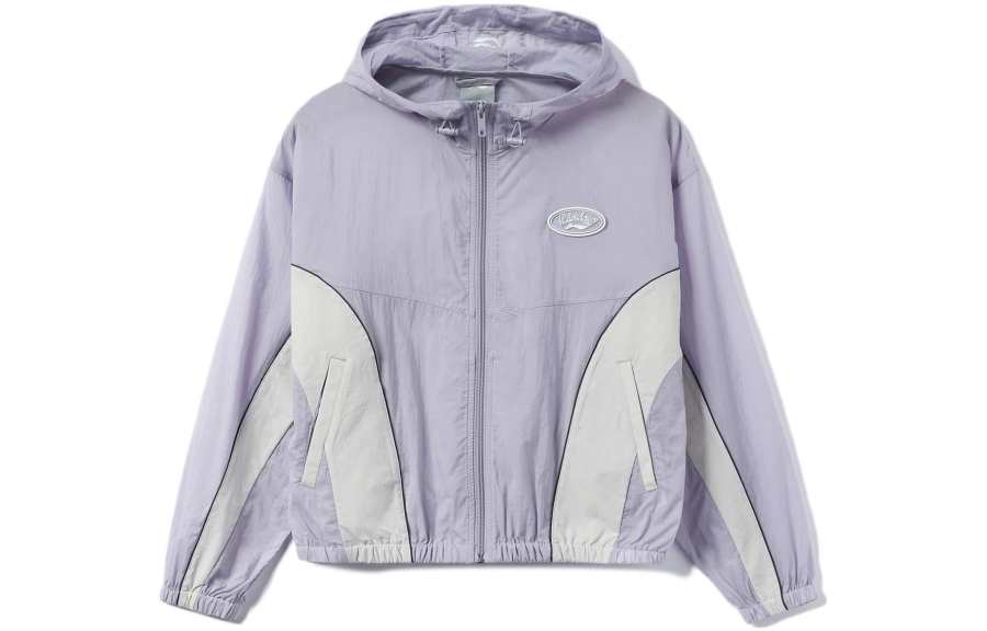 Li-Ning Li Ning Sports Fashion Collection Trench Coats Women's Light Dusty Purple Hooded Moderate Other