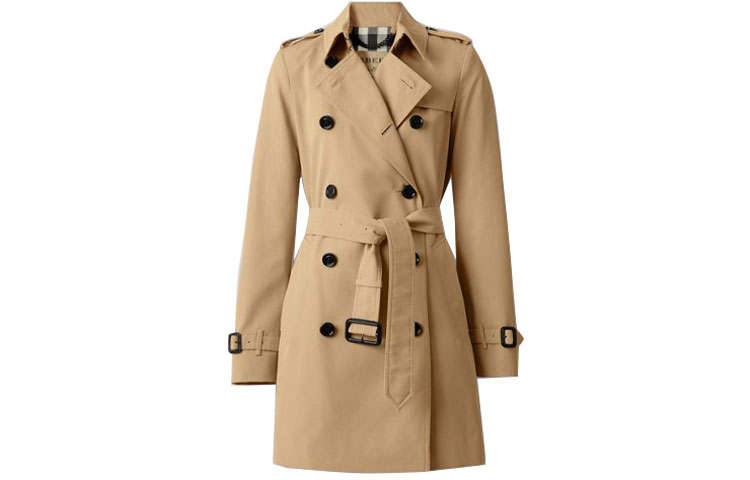 Burberry Cropped Coats Women's Honey Lapel Moderate