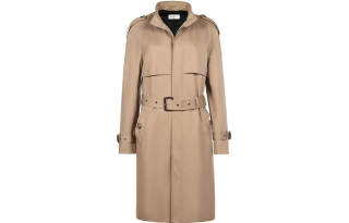 SAINT LAURENT Trench Coats Women's Sand Stand Collar Moderate