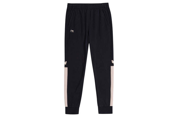 Li-Ning Li Ning X Disney Knitted Sweatpants Women's New Standard Black Moderate Straight Fit Pants