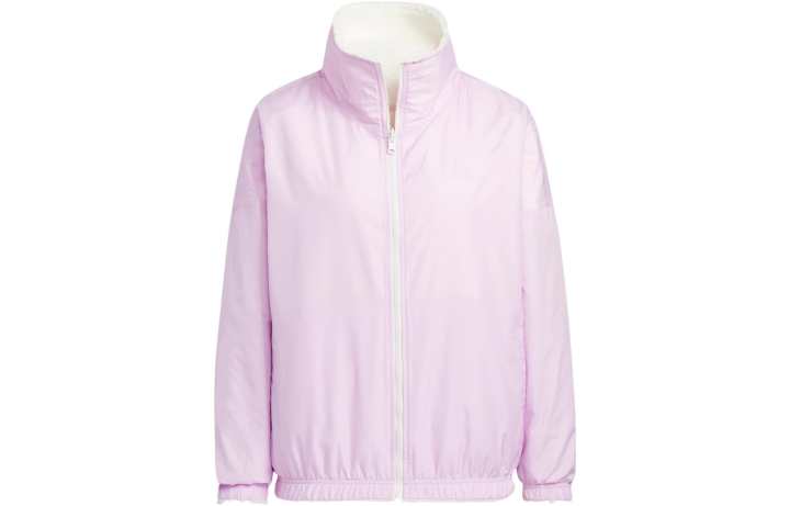 Adidas Adidas Velvet Jackets Women's Pink White Stand Collar Moderate