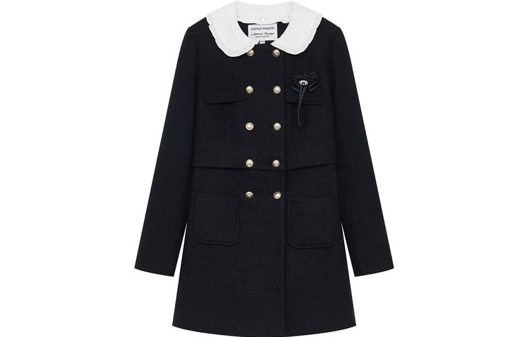 Teenie Weenie Cropped Coats Women's Black Peter Pan Collar Moderate