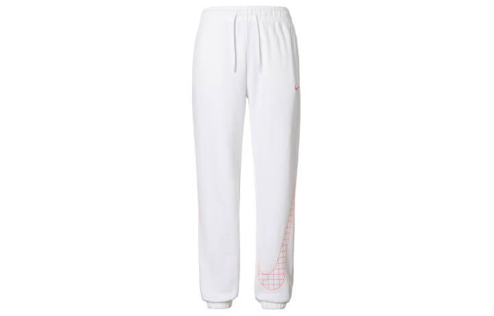 Nike Nike Brand Logo Print Elastic Cuff Fleece Lined Casual Pants Women's White