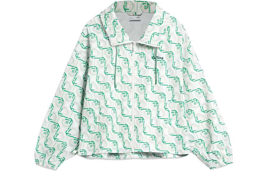 Li-Ning Li Ning Sports Life Collection Trench Coats Women's Jade Frost Green Combination All Over Print Moderate