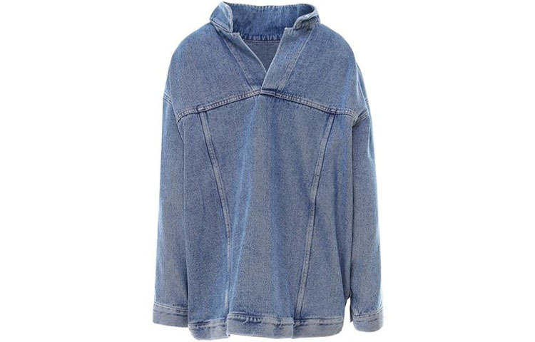 Balenciaga Denim Jackets Women's Blue V Neck Moderate Straight Fit
