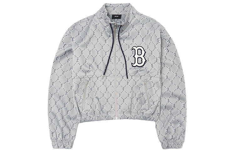 MLB Boston Red Sox Cropped Coats Women's Light Gray Stand Collar Moderate