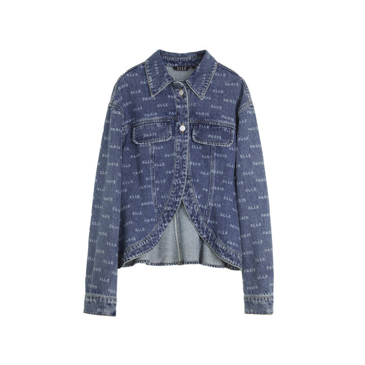ELLE Denim Jackets Women's Blue Lapel Moderate Other