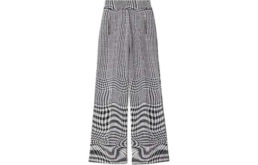 Burberry Wraped Houndstooth Jacquard Wide Leg Trousers