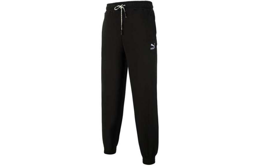 PUMA Knitted Sweatpants Women's Black Moderate Cuffed Pants