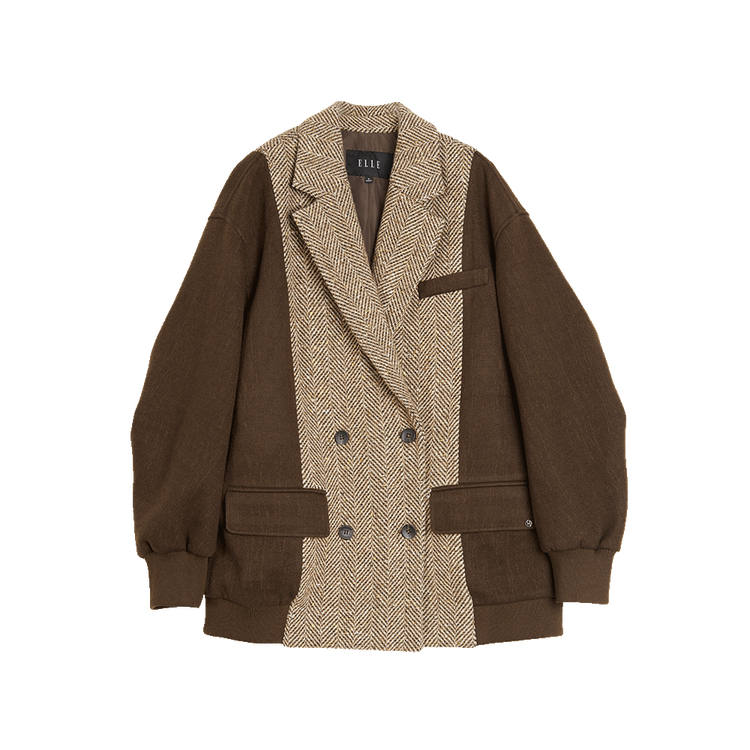 ELLE Cropped Coat Women's Beige Coffee