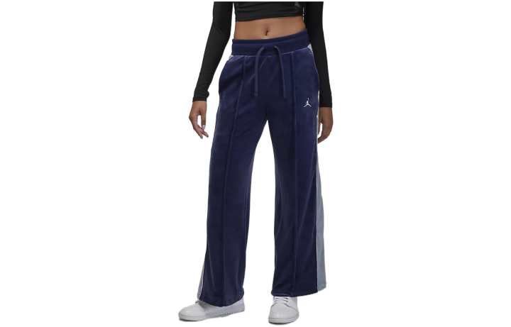 Jordan Jordan Knitted Sweatpants Women's Blue Moderate Wide Leg Pants