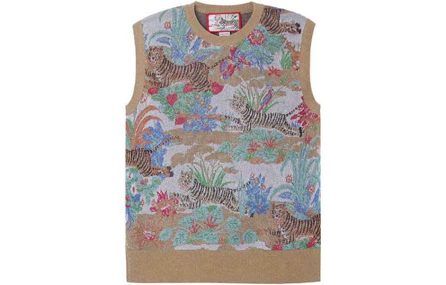 GUCCI Vests Women's Gold Crew Neck Moderate Straight Fit