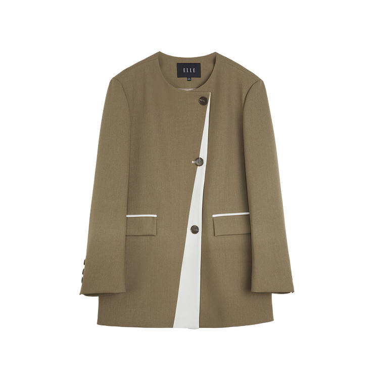 ELLE Cropped Coat Women's Light Khaki