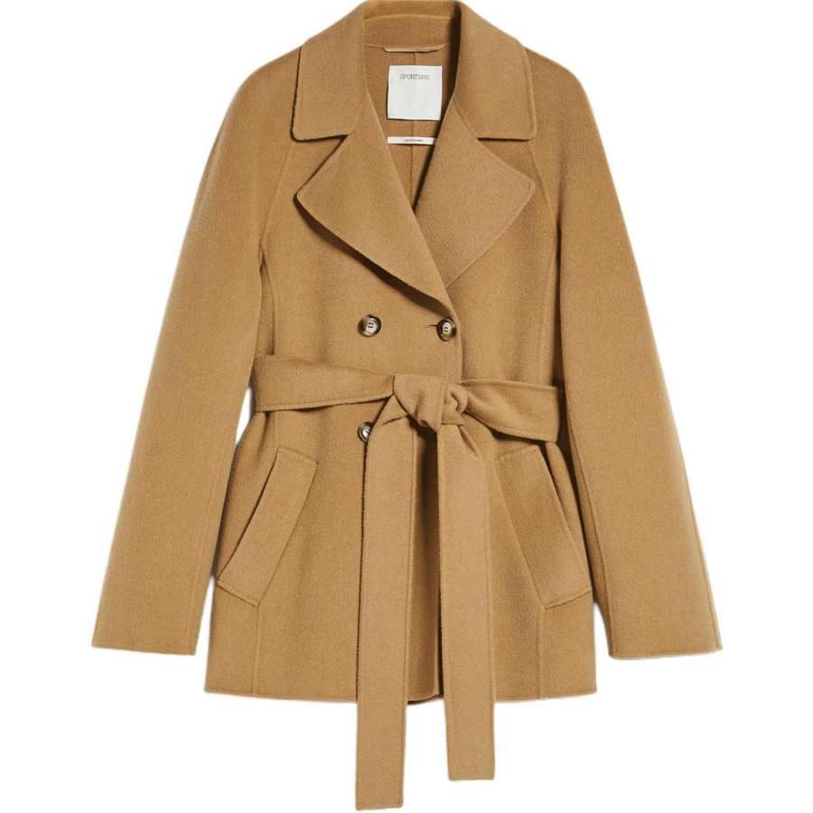 SportMax Coats Women's Beige Lapel Moderate Straight Fit